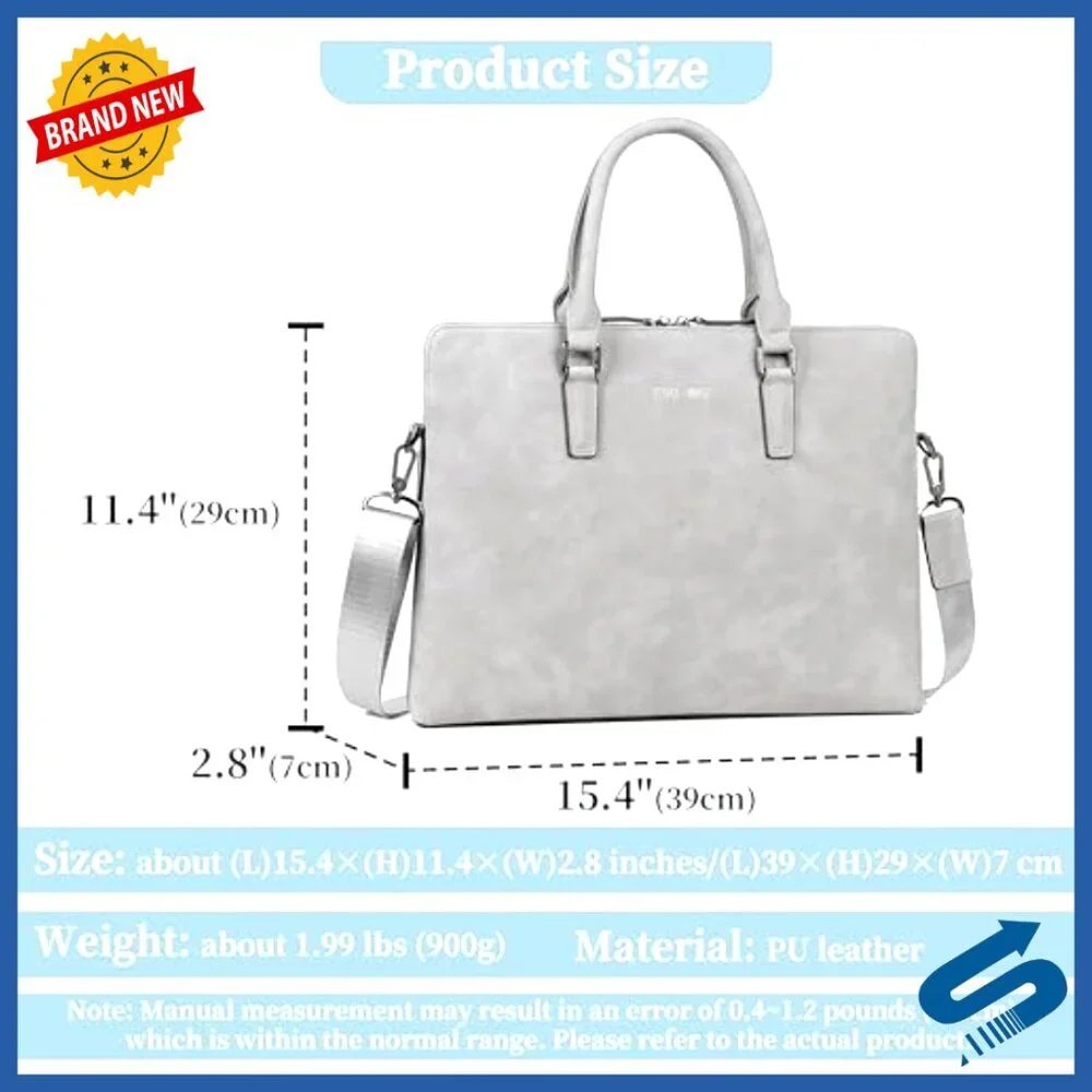Large Leather Briefcase Messenger Bag Water Resistant Business Travel Laptop